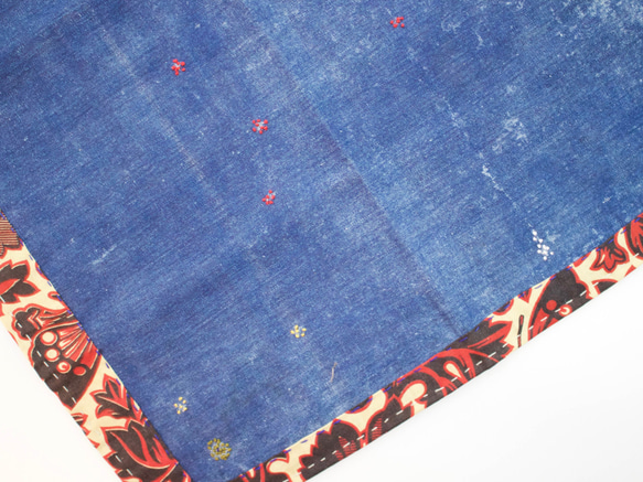 昭和の藍染で作った　古代裂（古代ぎれ）手縫い花ふきん11 5枚目の画像