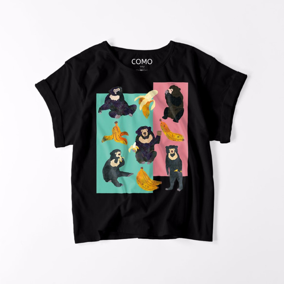 【受注制作】ロールアップTシャツ《バナナとマレーグマ》 3枚目の画像