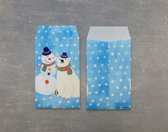 ポチ袋《シロクマと雪だるま》 2枚目の画像