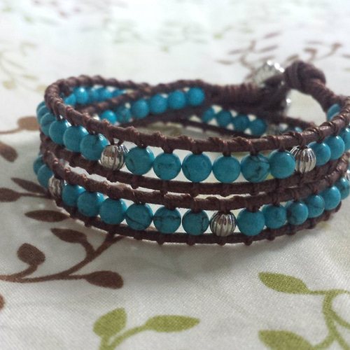 好評につき再販！【チャンルー風ブレスレット】天然石ターコイズ