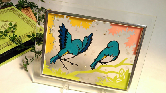 【再販！】青い鳥ルリビタキ・２Lサイズ（置き・掛け） 1枚目の画像