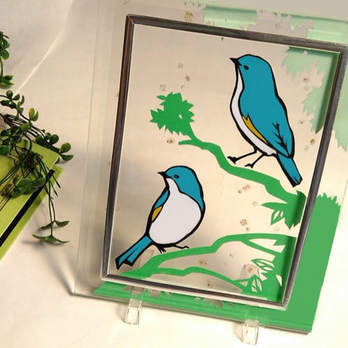 青い鳥☆置き型透明フレーム 切り絵 橋本小芽 通販 7221822｜Creema