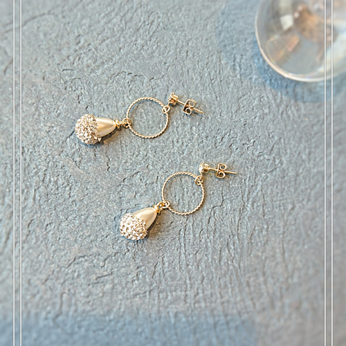 drop pearl ◌˳⚛˚⌖ ring スワロフスキーデコピアス ピアス（その他 