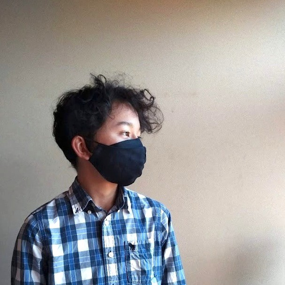 【選べる3size】めがねが曇らない リネンのマスク【ネイビー】Pure linen face mask 1枚目の画像