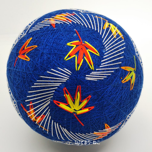 絹てまり「舞いもみじ」青地 12cm 手まり 手毬 手鞠 その他インテリア