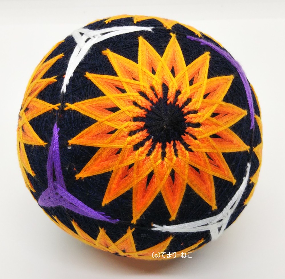 てまり「六つ菊」黒地ハロウィン 手まり 手毬 手鞠