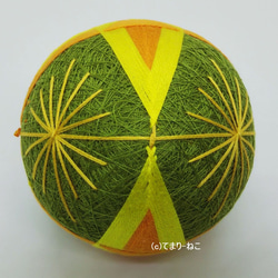 手鞠“Tsumu 圖案”綠色、橙色、黃色手鞠 手鞠 手鞠 第3張的照片