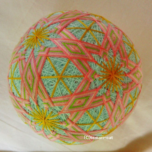 てまり「桜」水色地、ピンク花 手まり 手毬 手鞠 その他インテリア雑貨