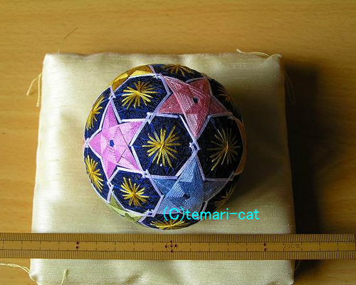 手毬 手鞠 てまり 童と七夕 蛍　風車No.187 てまり「12の星つなぎ」紺の土台、手まり、手毬、手鞠 その他