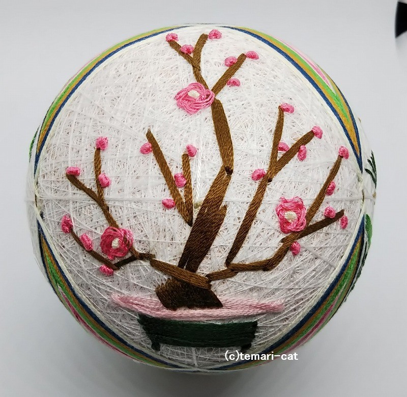 手毬 書く 手鞠 てまり 刺繍椿 No117