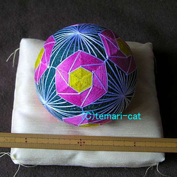 Temari &quot;8 Sasanqua&quot; Green Space Pink Flower Temari Tem 第1張的照片