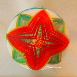 絲綢手鞠“一品紅”白底淺藍色腰帶 5cm Temari Temari Temari 第1張的照片