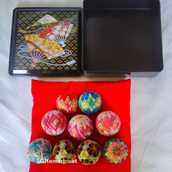 絹てまり「9つのお重詰め、お雛様セット」 手まり 手毬 手鞠 ひな人形