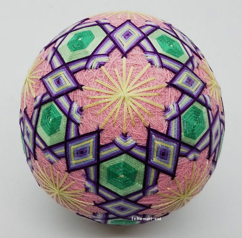 てんてんてまり❤️レア✨さくらてまり❤️❤️ てまり「ぼたん桜」ピンク地青緑 手まり 手毬 手鞠 その他