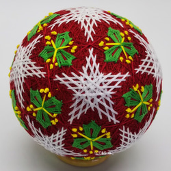 てまり「クリスマスホーリー」赤地、白星 手まり 手毬 手鞠 その他