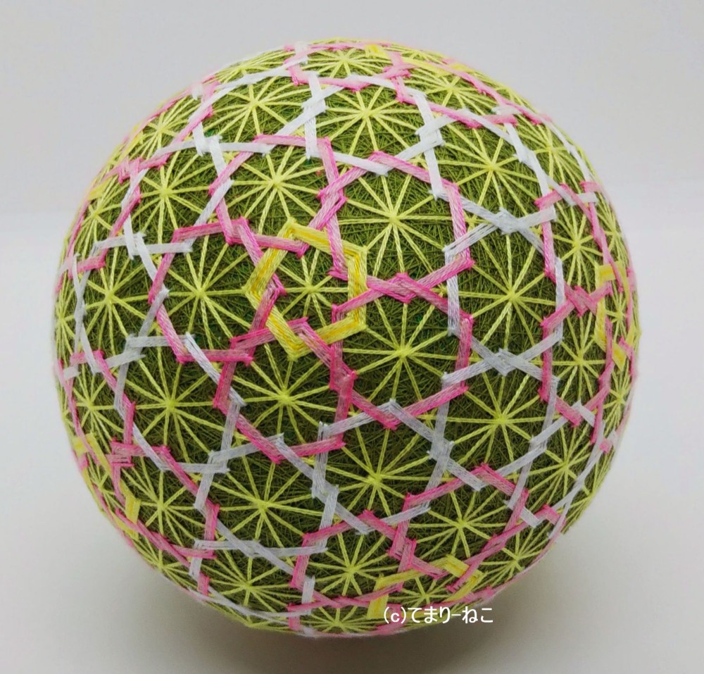 てまり「122の輪つなぎ、新緑」緑地 手まり 手毬 手鞠