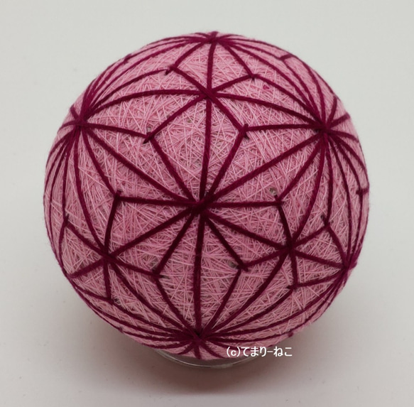 手鞠“麻葉”粉紅色地紅豆 6cm Temari Temari Temari 第2張的照片