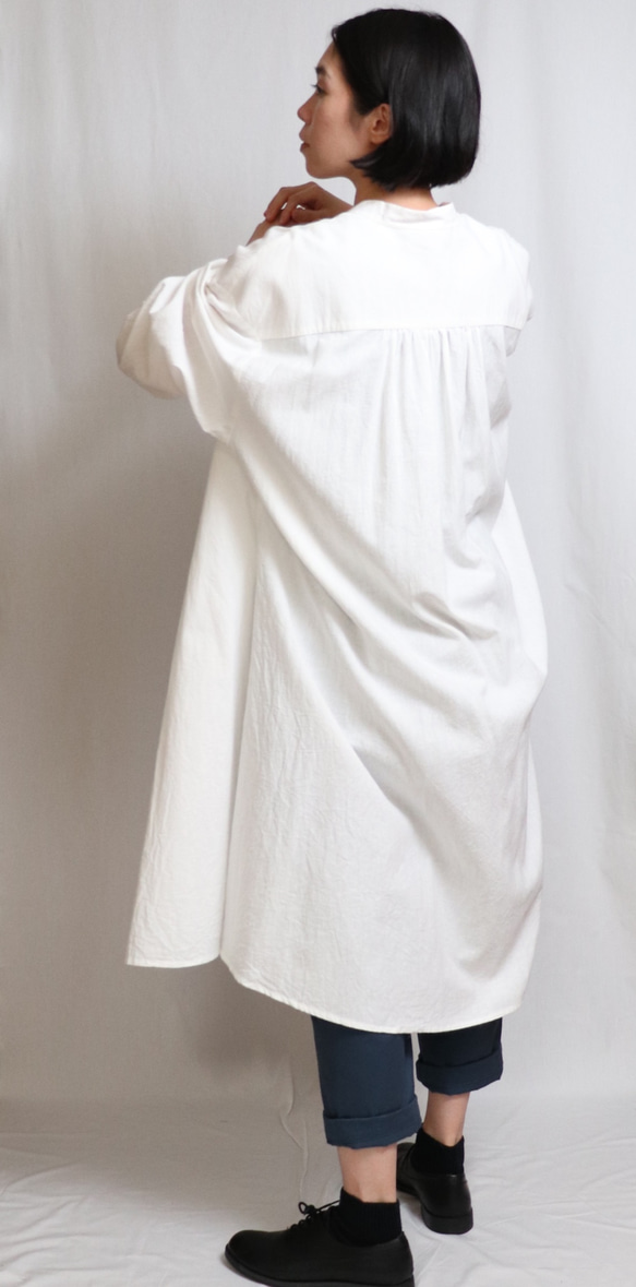 羽織　シャツ　白　コットンリネン 3枚目の画像