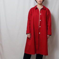 チノクロス コート 赤 裏地無し、パイピング仕様 ※コート生地の色違い