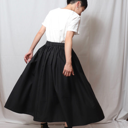 タックギャザースカート　黒　サイズ調整可能　綿ブロード 4枚目の画像