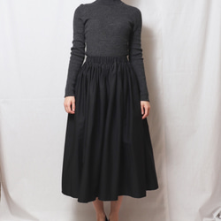 タックギャザースカート　黒　サイズ調整可能　綿ブロード 3枚目の画像