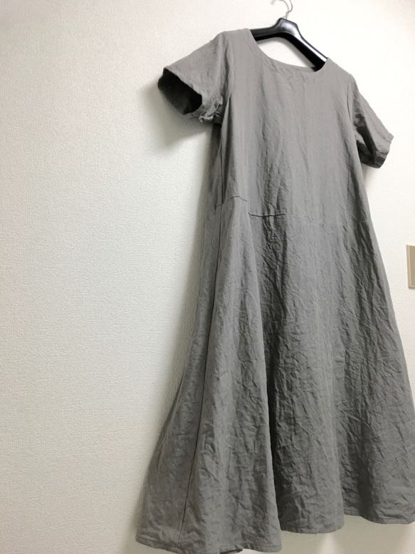 linen　ダボっとワンピース グレージュ 1枚目の画像