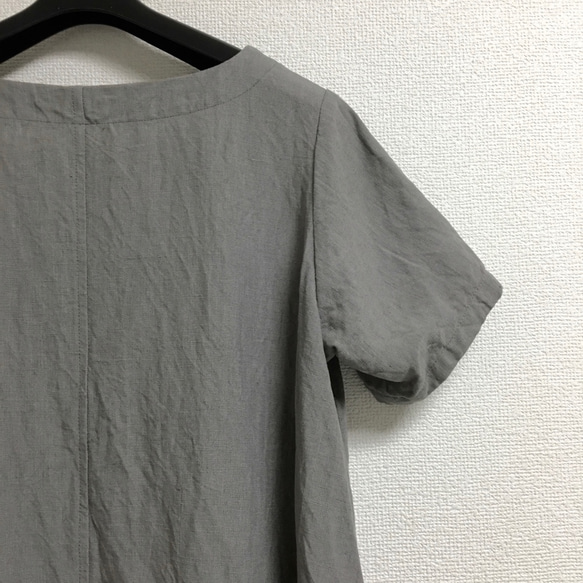 linen　ダボっとワンピース グレージュ 4枚目の画像