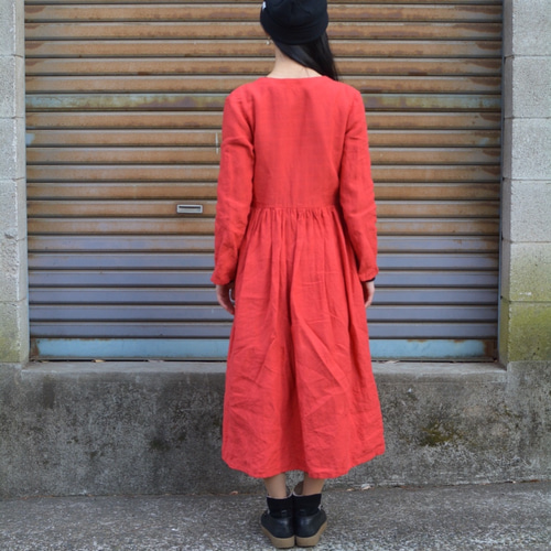 ヒューゴボス　カシュクール風ワンピース　ロング　赤　モザイク　サイズM　伸縮素材 レディース ワンピース 春夏 ワンピース マキシワンピース 赤