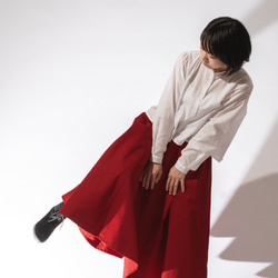 チノクロス 12枚はぎフレアスカート 赤 サイズ調整可能 ロングスカート