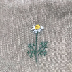 大きめマスク  フレンチリネン  ダブルガーゼ  刺繍  デイジー  花 2枚目の画像