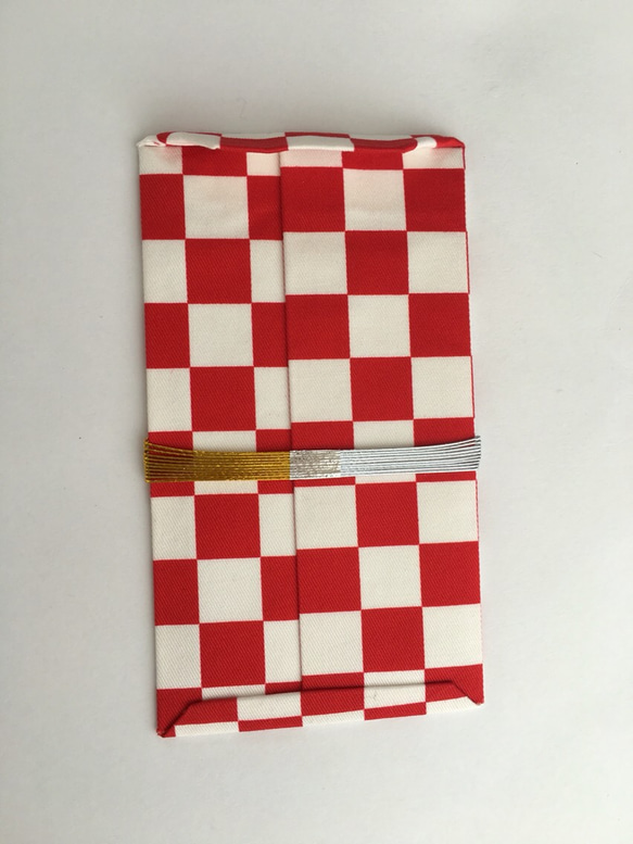 布製 紅白市松模様の祝儀袋 2枚目の画像