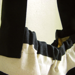 綿麻ワイドドボーダー　ワンハンドルトート　黒ｘナチュラル 4枚目の画像