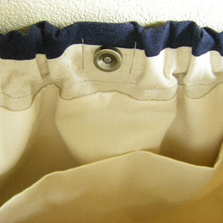 綿麻ワイドドボーダー　ワンハンドルトート　ネイビーｘナチュラル 6枚目の画像