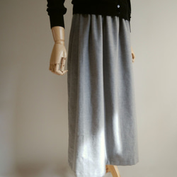 上質コットンフランネル　ギャザースカート　グレー 2枚目の画像