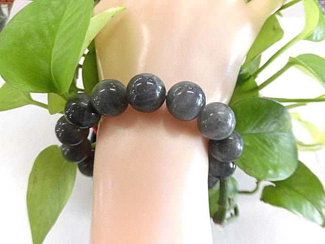 天然石 ラブラドライト14.3mm玉ブレスレット 内周19cm　 200720419