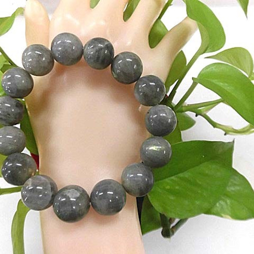 天然石 ラブラドライト14.1mm玉ブレスレット 200720420