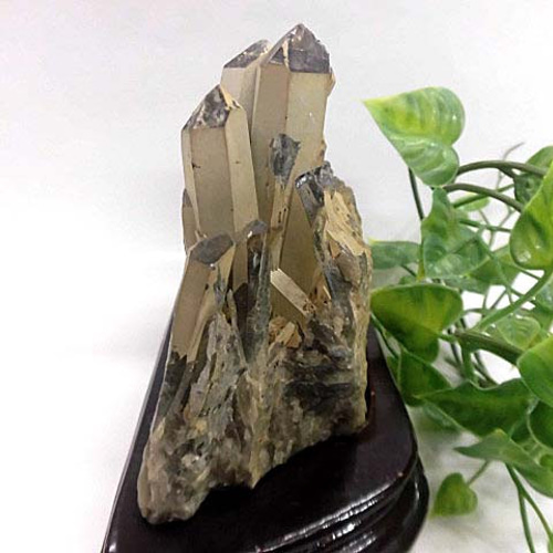 天然石 黒水晶クラスター 台座付 200720588 その他インテリア