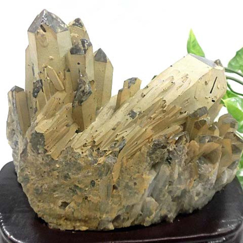 天然石 黒水晶クラスター 台座付 200720588 その他インテリア