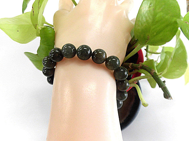 天然石 グリーンルチルクォーツ10.5mm玉ブレスレット 内周18.7cm 　　200720876 4,100円