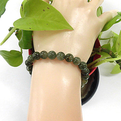 天然石 グリーンルチルクォーツ7.5mm玉ブレスレット 内周17.7cm