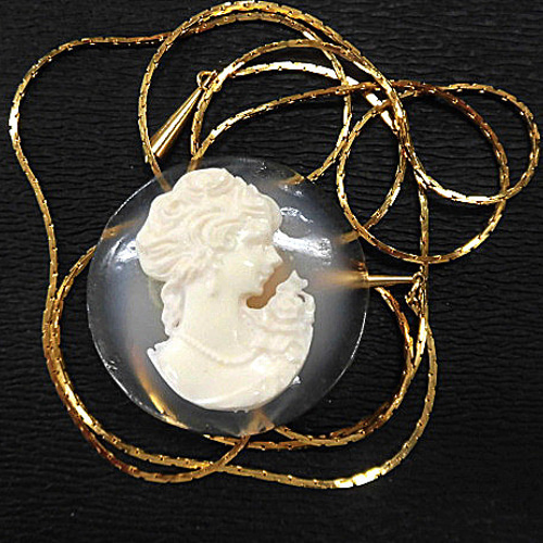 カメオ(24ct) ループタイ(ロングネックレス)　　200720168 天然石 カメオ ループタイ(ロングネックレス) 211221023