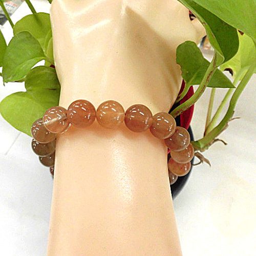 天然石 ルチルクォーツ (多彩針) 10.0mm玉ブレスレット 内周16.7cm