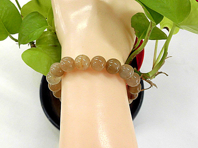 天然石 ルチルクォーツ (多彩針) 10.0mm玉ブレスレット 内周18.3cm　　　211221186