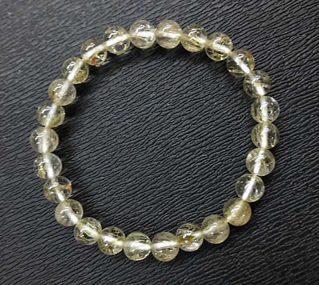 天然石 グリーンタイチンルチル7.5mmブレスレット　内周17.3ｃｍ　15062080