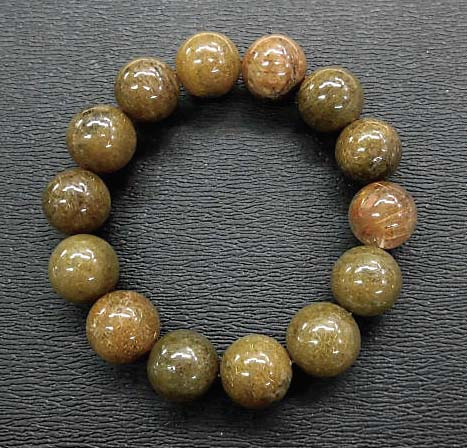 天然石 金・銅針ルチルクォーツ15㎜玉ブレスレット内周：約19cm　16072001