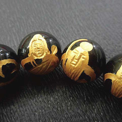 天然石 オニキス七福神+オニキスブレスレット14ｍｍ玉 内周19.1cm    171221017 4枚目の画像