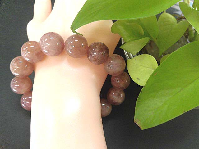 天然石 スーパーセブン 15.5mm玉ブレスレット 内周19.6cm 171221197