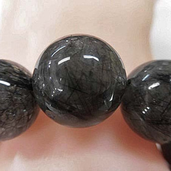 天然石  満満満針 黒針ルチルクォーツ17～18ｍｍ玉 内周19.3cm       171221399 5枚目の画像