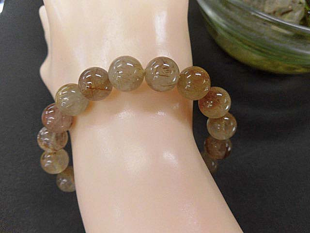 天然石   金・銅針ルチルクォーツ10.5～11mm玉 内周18.5cm        171221561