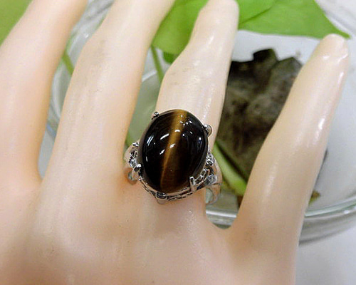 天然石 タイガーアイリング17号 180101120 指輪・リング 天然石